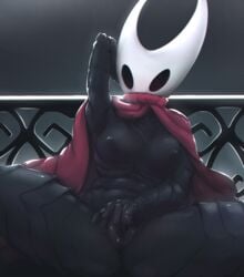 1girls anthro arm_behind_head arm_up black_body breasts female female_only fingering fingering_self hollow_knight hornet hornet_(hollow_knight) insect masturbation nipples pussy pussy_juice red_cape solo spread_legs vagina wet_pussy yttrium yttrium_(artist)