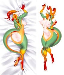 1girls anthro ass big_ass breasts dakimakura female female_only heatboom horns miranda_(heatboom) nude scalie solo thick_thighs thighs