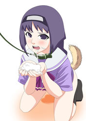 1girls anal_insertion bitch_taken_for_walk blush boruto:_naruto_next_generations bottomless choker collar cum cum_on_hands cum_on_mouth dog_tail dripping_pussy excessive_cum female female_only femsub forehead_protector hairband kakei_sumire kneeling leash looking_at_viewer naruto naruto_(series) open_mouth petplay purple_eyes purple_hair sex_toy shirt socks tail_plug wet wet_pussy