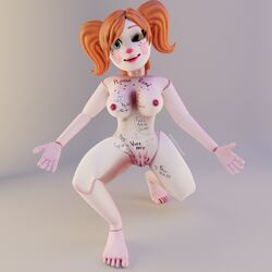 1girls 3d baby_(fnafsl) circus_baby circus_baby_(fnaf) completely_nude completely_nude_female female female_only five_nights_at_freddy's five_nights_at_freddy's:_sister_location full_body jailbait_knight naked naked_female nude nude_female parody penis purpletourmaple solo solo_female