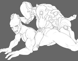 alien alien_humanoid anal anal_sex holding_head humanoid machine male male/male mass_effect penetration quarian robot robot_humanoid solo tres-art video_games zul_(quarian)