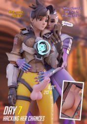 1futa 1girls 3d balls big_balls big_penis blender bubble_butt casual chainsmoker chronal_accelerator clothed clothing comic crotchless duo erection female futa_with_female futanari harness highres hug human lena_oxton measurements medium_breasts mostly_clothed no_nut_november olivia_colomar overwatch overwatch_2 pale_skin penis sombra text thick_thighs tracer union_jack vest