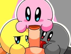 4boys anthro blowjob fellatio furry girly keeby kirby kirby_(series) kissing_penis licking_penis male male_only nintendo penis shadow_kirby tagme unknown_artist