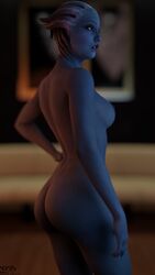 1girls 3d 3d_(artwork) alien alien_girl alien_humanoid asari ass big_breasts bioware blue_eyes blue_skin blurry_background breasts butt completely_nude cute female female_only freckles freckles_on_face hand_on_hip humanoid large_breasts liara_t'soni mass_effect mass_effect_2 mass_effect_3 medium_breasts naked nipples no_humans nude nude_female nudity nyes117 pinup pose posing side_view sideboob solo solo_female standing tagme