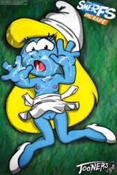 1girls after_rape clothed_rape cum cum_on_breasts cum_on_face nipples semen_on_body smurfette tagme the_smurfs tooners yellow_hair