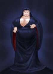 1girls black_robe cloak gilf obese older_female rey saturnxart simple_background sith sith_empress sith_lord sith_rey star_wars what