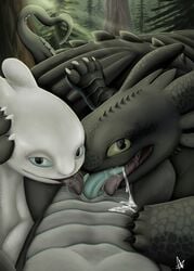 absurd_res anthro ass belly blowjob blue_eyes bodily_fluids claws closed_eyes commission_art cum cum_in_mouth cum_inside cumshot dreamworks ears_back ears_down ears_up ejaculating_cum ejaculation fellatio female feral fingers forest fury_(httyd) genital_fluids genitals green_background green_eyes group half-closed_eyes hamham5 hi_res how_to_train_your_dragon invalid_tag licking light light_fury male male/male narrowed_eyes night_fury noseless nubless oral paws penis penis_on_tongue pivoted_ears raised_tail scales scalie simple_background smile spikes spines spread_wings straight sun sunrise taur tongue tongue_out tongue_out_blowjob toothless tree wings xero_(captainscales)