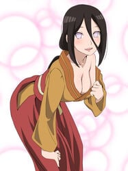 1girls arched_back artist_request asian_clothing background bare_shoulders bent_over blush boruto:_naruto_next_generations breasts breasts_out brown_hair bubbles_background cleavage clothed clothing cute female female_focus female_only fully_clothed hair_between_eyes hakama hyuuga_hanabi kimono long_hair long_skirt looking_at_viewer medium_breasts naruto naruto_(series) no_bra off_shoulder open_mouth pale-skinned_female pale_skin parted_lips pinup ponytail presenting_breasts purple_eyes shounen_jump skirt smile smiling solo solo_female solo_focus standing tease teasing tied_hair undressing violet_eyes voluptuous yukata