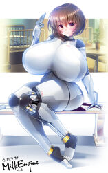 big_ass breasts brown_hair circle_name cute feet gigantic_breasts kyosuke_fujiwara milk_engine short_hair thick thick_ass thick_thighs tight toes