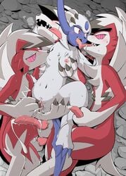 absol anal anal_sex animal_genitalia animal_penis animal_pussy anthro anthro_on_anthro anthro_on_feral anthro_penetrated anthro_penetrating anthro_penetrating_anthro anthro_penetrating_feral balls bisexual black_claws blue_claws blush bodily_fluids busty_feral canid canine canine_penis canine_pussy chest_tuft claws cum cum_drip cum_in_pussy cum_inside cum_on_leg cum_on_penis dripping erection female female_penetrated feral feral_penetrated finger_claws finger_fuck fingering fur genital_fluids genitals group group_sex hi_res knot lycanroc male male/male male_penetrated male_penetrating male_penetrating_female male_penetrating_male mammal masturbation midnight_lycanroc nintendo nipple_fetish nipple_play nipple_suck open_mouth penetration penile penile_masturbation penis pokémon_(species) pokemon pokemon_(species) pussy red_body red_eyes red_fur ringed_eyes saliva sex smile spread_legs spreading straight sucking toe_claws tongue tongue_licking tongue_out tuft vaginal_penetration video_games white_body white_fur yamatokuroko965 zoophilia