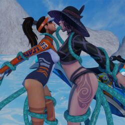 2girls 3d anal arms_behind_back awilix_(smite) blender female femsub hands_behind_back multiple_girls multiple_subs oral penetration rape restrained scrido smite spf_666_the_morrigan tentacle the_morrigan_(smite) triple_anal triple_penetration vaginal_penetration wave_rider_awilix