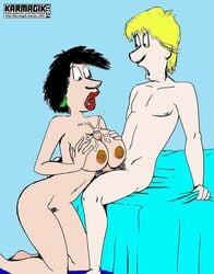 black_hair blonde_hair breasts connie_duncan cum_on_breasts jeremy_duncan mother son zits