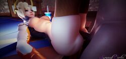 3d big_ass big_butt biting_lip blender blizzard_entertainment blonde_hair blue_eyes breasts exposed_breasts fit functionally_nude looking_up mercy overwatch partially_clothed partially_nude sex swursterotic thick_ass thigh_gap thighhighs thighs vaginal_penetration