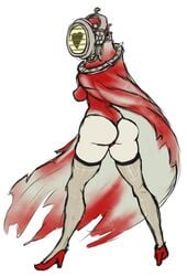 armless ass ass ass_focus bethesda_softworks big_ass blood_stain bloody_clothes cape causticamygdala clothing creepy female female_only heart-shaped_pupils high_heels humanoid leotard looking_at_viewer looking_back monster monster_girl nipple_bulge partially_clothed ripped_clothing shade_(the_evil_within) sideboob spotlight the_evil_within thick_thighs thighhighs thighs