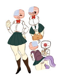 1girls american_flag anthropomorphism back_view big_breasts breasts camera clothed clothing countryhumans countryhumans_girl female flawsy fully_clothed humanoid humanoidized imminent_rape imminent_sex japan japan_(countryhumans) japanese_flag national_personification pale_skin panties personification school_uniform skirt solo_focus tagme tentacle tentacles tentacles_countryhumans thick_thighs unaware united_states_of_america united_states_of_america_(countryhumans)