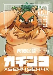 2020 anthro balls belly bmf_6666 brown_body brown_fur canid canine canis domestic_dog fur genitals hi_res kemono male male_only mammal moobs navel nipples overweight overweight_male penis scar solo tokyo_afterschool_summoners video_games yasuyori