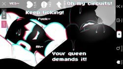 1boy 1boy1girl 1girls anon anus anus_focus arms_up biting biting_lip biting_own_lip black_body breath breath_cloud cellphone deltarune deltarune_chapter_2 female female_focus hands_behind_head legs legs_up licking licking_ass livestream male pussy pussy_juice pussy_juice_drip pussy_lips queen_(deltarune) reypan simple_background smile smiling smiling_at_partner social_media streaming sweat sweatdrop sweating thick_ass thick_thighs tiktok tongue tongue_in_anus tongue_out white_bra white_clothing white_eyes white_jacket