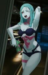cd_projekt_red cyberpunk:_edgerunners cyberpunk_(series) cyberpunk_2077 gun rebecca_(edgerunners) shortstack tagme tagme_(artist) tomboy