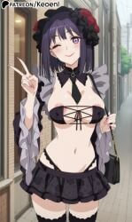 1girls accurate_art_style ai_generated anime areola areola_slip areolae bed bedroom big_breasts black_dress blush cleavage cosplay gyaru headwear heart hi_res huge_breasts in_love keoenl kitagawa_marin kuroe_shizuku_(cosplay) lipstick long_nails looking_at_viewer makeup male marin_kitagawa midriff miniskirt nail_polish naughty_face navel nipples one_eye_closed patreon peace_sign penetration pink_nails prostitute prostitute_clothes prostitution public public_exposure public_indecency public_nudity purple_eyes purple_hair purse short_hair sono_bisque_doll_wa_koi_wo_suru thick_thighs thighhighs thong thong_straps topwear wide_hips wig