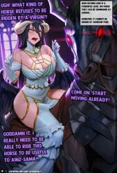 1girls ai_generated albedo_(overlord) bicorn caption large_breasts overlord_(maruyama) simp_degeneracy