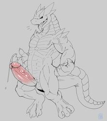 cum dragon erection katabreak male_only nude penis scalie simple_background slit tail white_background