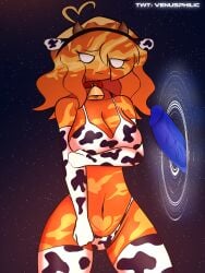1girls 2d 2d_(artwork) big_breasts cock color cow_bell cow_bell_collar cow_bikini cow_ears cow_ears_headband cow_print cow_print_armwear cow_print_bikini cow_print_thighhighs curvy curvy_female curvy_figure dick disembodied_penis female female_focus genderswap_(mtf) hair_over_one_eye heart_ahoge lingerie no_sex penis portal rule_63 solarballs space succubus_tattoo thick_thighs uncensored uncensored_penis venus_(solarballs)
