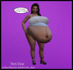 3d bbw big_belly big_breasts big_brests breasts caption chubby chubby_female english english_text female high_heels hue_belly massive_belly mexican_female no_sex original_characters pregnancy pregnant pregnant_belly pregnant_female sim_doe sims sims4 sims_4 sofia_alvarez(sim_doe) speech_bubble speech_bubbles the_sims the_sims_4 thick_thighs