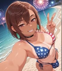 4th_of_july ai_art ai_generated american_flag american_flag_bikini armpits ayase_momo balls_under_clothes beach bikini bikini_bottom bikini_top bulge bulge_in_swimsuit bulge_through_clothing bulge_under_clothes civitai cleavage clenched_teeth dandadan dickgirl dickgirl_only fireworks futa_only futanari hi_res highres huge_balls huge_cock looking_at_viewer patreon peace_sign penis penis_bulge self_upload selfie selfie_pose side-tie_bikini side_boob smug smug_face solo stable_diffusion swimsuit swimwear tan_body tan_skin tanline tanned yuckle