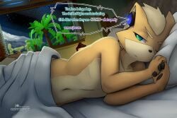 1boy anthro bed bedroom before_transformation belly_button bimbo bimbofication bimbofied deviantart device dialogue ears english_text feminization fox fox_boy fox_mccloud furry gender_transformation genderswap genderswap_(mtf) glitch green_eyes male mtf_transformation naked naked_male nintendo nude nude_male on_bed on_side one_eye_closed ozoneserpent pre-transformation recording rule_63 slim_male star_fox tan_body tan_fur tan_hair tape_recorder text_bubble trying_to_sleep two_tone_body two_tone_fur