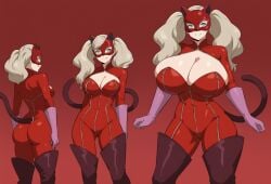 age_progression ai_assisted ai_generated anime anime_style ann_takamaki ass_expansion atlus before_and_after blonde_female blonde_hair blue_eyes breast_expansion breasts busty_female cat_tail cleavage cleavage_cutout clothing detailed detailed_background expansion female front_view growth growth_sequence happy height_growth height_increase hero heroine high_resolution mask masked_female megami_tensei open_mouth parted_lips persona persona_5 persona_5_royal sequence shin_megami_tensei skin_tight skintight solo solo_focus takamaki_anne teeth thunder_thighs thunderthighs transformation twintails