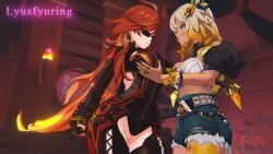 2girls 3d 3d_animation 60fps animated boob_drop breasts cloth_lift clothing_aside female genshin_impact half-dressed half_naked lyusfyuring mavuika_(genshin_impact) moaning moaning_in_pleasure shorter_than_30_seconds sound suit tagme video xilonen_(genshin_impact) yuri zipper zipper_down