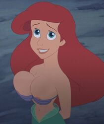 1girls areolae_slip ariel busty disney edit female female_focus female_only hourglass_figure mermaid mermaid_girl overflowing_breasts screenshot screenshot_edit solo the_little_mermaid the_little_mermaid_iii:_ariel's_beginning thebrise wide_hips