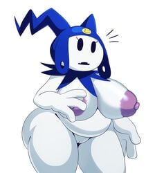 4_fingers ass atlus belly big_breasts big_butt breasts chubby clothing curvaceous curvy_figure cute_face cute_fangs demon demon_humanoid eyelashes fangs female fingers genitals hat headgear headwear hi_res horn horned_humanoid humanoid ineffective_clothing jack_frost_(megami_tensei) jackie_frost megami_tensei mostly_nude nipples overweight overweight_humanoid pinup pose pubic_mound pussy rule_63 sharp_teeth shortstack slightly_chubby solo sssonic2 standing teeth thick_thighs video_games voluptuous white_body white_skin wide_hips