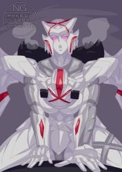 absurdres blush breasts colored_skin female highres looking_at_viewer mecha mechanical_wings no.1_sentai_gozyuger otokamu queen queen_tegajune robot super_sentai tegajune tokusatsu white_skin wings