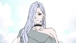 10_seconds 1girls 2025 2d 2d_animation animated big_breasts blue_eyeshadow blue_hair blue_lipstick breast_drop breasts busty choker clothed clothed_female clothing earrings eyeshadow fate/grand_order fate_(series) female front_view gallipozzi hair hair_over_one_eye hoop_earrings huge_breasts human large_breasts lavender_hair light-skinned_female light_skin lipstick long_hair longer_than_10_seconds looking_at_viewer loop makeup mp4 nipples no_bra omi-san_(fate) open_clothes pale-skinned_female pale_skin partially_clothed presenting presenting_breasts shorter_than_20_seconds sitting smile smiling smiling_at_viewer solo tagme tassel_earrings titty_drop unaligned_breasts undressing video yellow_eyes