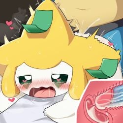 0227 anthro anthro_penetrating blue_body blush bodily_fluids cum cum_in_uterus cum_inside duo female female_penetrated fingers from_behind_position generation_3_pokemon generation_4_pokemon genital_fluids genitals heart_eyes heart_symbol hi_res internal jirachi larger_male legendary_pokemon lucario lying male male/female male_penetrating multicolored_body nintendo nude on_front open_mouth penetration penile penile_penetration penis pokemon pokemon_(species) sex size_difference smaller_penetrated solo_focus sweat uterus vaginal_penetration vaginal_penetration white_body yellow_body