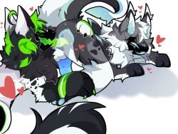 2025 4:3 afflictedpaw aflictedpaw all_fours anal anal_sex anthro anus ass_up backsack balls big_tail biped blue_pawpads blue_penis blush bodily_fluids cheek_tuft claws curled_tail digital_drawing_(artwork) digital_media_(artwork) duo facial_tuft fur gay genitals green_claws hand_on_another's_butt hand_on_another's_leg hand_on_butt hand_on_leg head_tuft heart_symbol hi_res knot knotted_penis long_tail lying machine male male/male male_focus male_only nude_ambiguous nude_anthro nude_male open_mouth oral pawpads penetration penis perineum protogen rimming ruff saliva_on_anus sex shaded simple_background smile sweat sweaty_body tail thick_tail three-quarter_view tuft x-ray_view