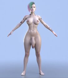 1futa 2020 3d animated areolae ass balls big_balls big_penis black_toenails breasts cd_projekt_red cybernetics cyberpunk cyberpunk_(series) cyberpunk_2077 flaccid futa_only futanari half-erect human judy_alvarez nude pale_skin penis pose shorter_than_10_seconds solo tagme tektah the_mox thick_thighs turntable_(animation) video