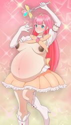 1girls breasts dark_areola dark_nipples female female_only huge_belly kristiadder large_areolae looking_at_viewer magical_girl nipples pregnant ready_to_pop solo veiny_belly