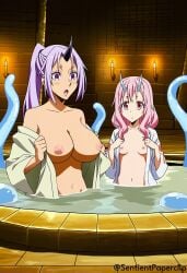 2girls ai_generated bath large_breasts sentientclip sentientpaperclip shion_(tensei_shitara_slime_datta_ken) shuna_(tensei_shitara_slime_datta_ken) small_breasts tensei_shitara_slime_datta_ken tentacle that_time_i_got_reincarnated_as_a_slime