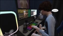 3d big_cock caption english english_text huge_cock james_bingham(sim_doe) massive_cock masturbating masturbation original_characters sim_doe sims sims4 sims_4 speech_bubble speech_bubbles the_sims the_sims_4 watching_porn