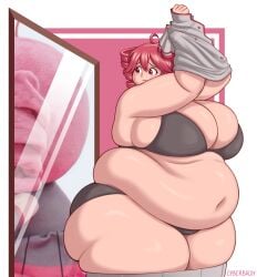 1girls bbw cleavage cyberbaldy fat fatass_teto_plush female female_only huge_ass huge_belly huge_breasts kasane_teto overweight overweight_female solo solo_female thick_thighs underwear undressing weight_gain wide_hips