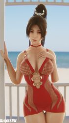 1girls 3d areolae asian asian_female ass azexnsfw beach beach_background big_breasts blender breasts brown_eyes brown_hair clothed clothed_female clothing curvy curvy_body curvy_female curvy_figure dead_or_alive dress female female_focus female_only hair_ribbon hand_on_breast king_of_fighters large_breasts light-skinned_female light_skin long_hair looking_at_viewer mai_shiranui nipples ponytail posing posing_for_the_viewer pussy sexy shaved_crotch shaved_pussy smile smiling smiling_at_viewer snk solo solo_female solo_focus thighs vagina white_hair_ribbon
