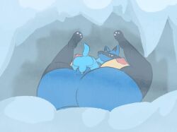 <1_second_video age_difference alpha_pokemon animated ass female female_lucario furry horny horny_female horny_male larger_female lucario male male/female mating_press nintendo no_sound pokemon pokemon_(species) pokemon_dppt pokemon_legends_arceus riolu short_playtime small_but_hung small_dom_big_sub smaller_male snow tagme tanbagel_ video