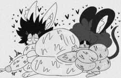 1futa afro black_and_white black_hair femboy fox fox_ears futa_on_femboy futa_on_male futanari gigantic_ass gigantic_penis gigantic_thighs huge_ass huge_balls huge_butt huge_cock huge_cock male monochrome mouse mouse_ears mouse_humanoid rogywantscoffee sweat sweating sweaty_body