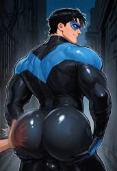 ai_generated batman_(series) big_ass dc dc_comics dick_grayson gay gayafgramsci huge_ass looking_at_viewer male male_focus male_only nightwing smirk spank spanking superhero tight_clothing