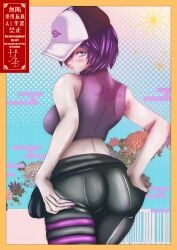 1girls 2d_(artwork) big_butt butt_focus chihiro_haze female fortnite fortnite:_battle_royale leather_pants peri_(fortnite) solo_female solo_focus