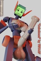 2:3 3d 7b7a2f absurd_res animal_genitalia animal_penis balls big_balls big_breasts big_penis breast_fondling breast_play breasts electronics equine_genitalia equine_penis ferrethazel fondling for_a_head futanari genitals green_face grey_body hand_on_breast hi_res holding_penis huge_cock humanoid intersex looking_at_viewer machine medial_ring monitor_head nipples object_head original_character penis robot screen screen_face screen_head self_fondle solo television tv_head