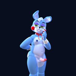 2025 3d_(artwork) absurd_res anthro balls belly blender_(artwork) blender_(copyright) blender_eevee blue_body blue_nipples bow_tie buckteeth clothing d0ctorkalv digital_media_(artwork) eyelashes five_nights_at_freddy's five_nights_at_freddy's_2 genitals green_eyes hi_res humanoid_genitalia humanoid_penis lagomorph long_ears machine male mammal nipples nude nude_anthro nude_male penis robot robot_anthro scottgames seductive solo standing teeth thinking toy_bonnie_(fnaf)