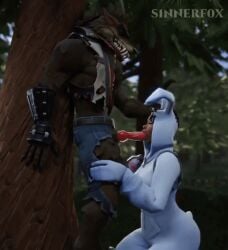 3d animated anthro bunny_brawler deep_throat dire_(fortnite) duo epic_games fellatio female fortnite genitals human knot knotted_penis male male/female mammal oral oral_penetration penetration penile penis s1nnerfox sex